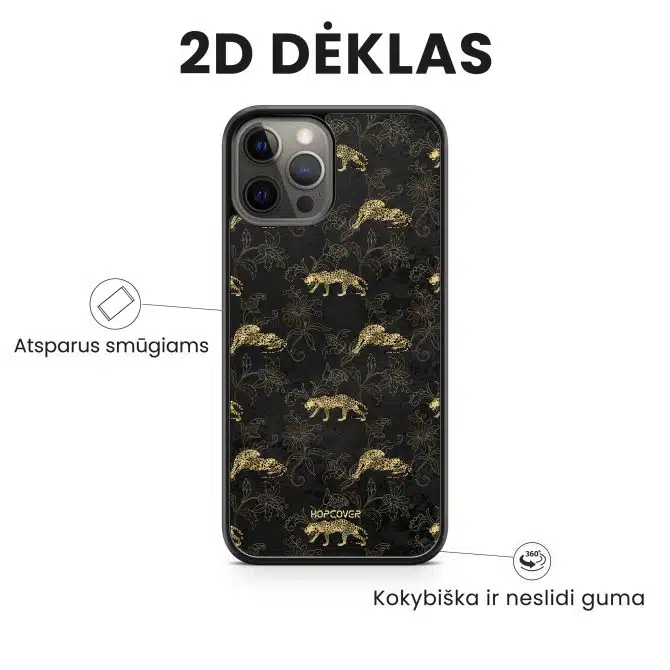 iphone 14 telefono dekliukas juodas su leopardu