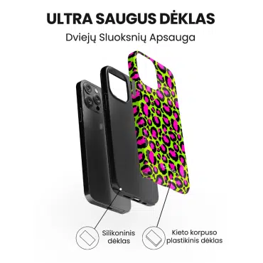 iphone 14 pro max telefono deklas spalvotas leopardo stiliaus