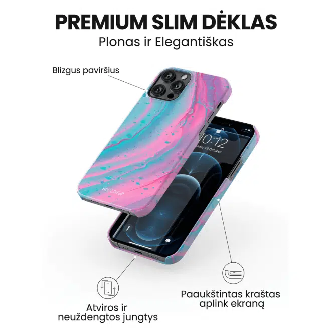 iphone 14 pro max telefono deklas marmurinis rozines spalvos