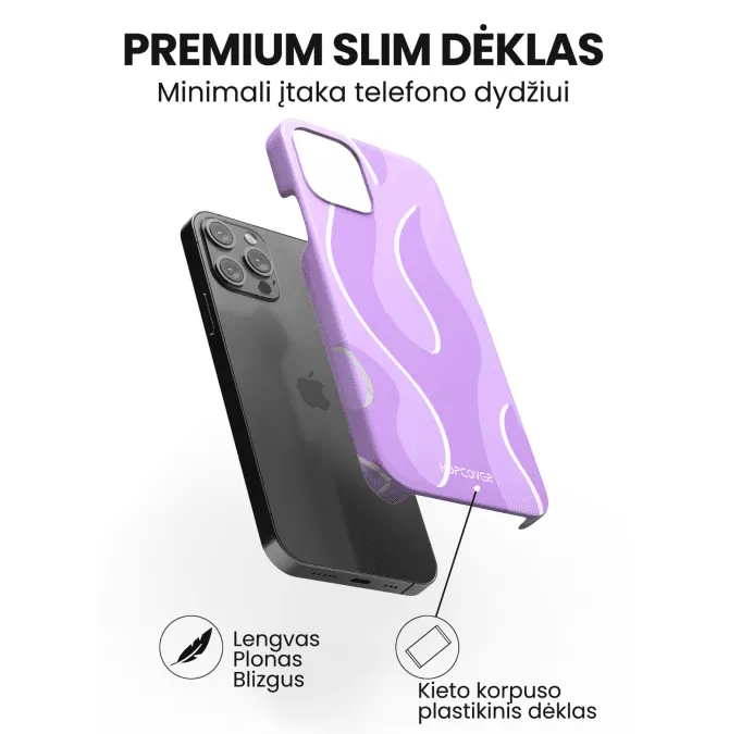 iphone 14 pro max telefono deklas violetines spalvos su ugnim