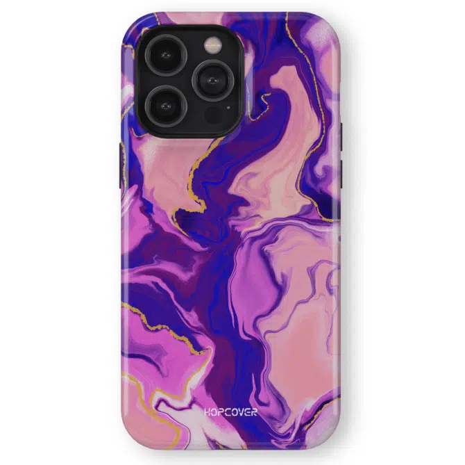 iphone 14 pro max telefono deklas marmuro stiliaus violetines spalvos