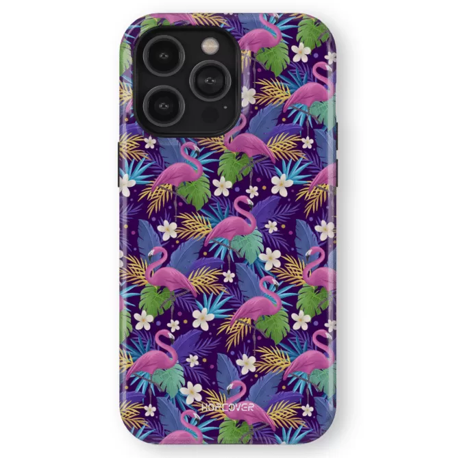 iphone 14 pro telefono dekliukas su flamingais