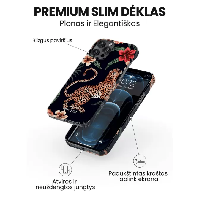iphone 14 pro telefono dekliukas juodas prabangus su leopardu