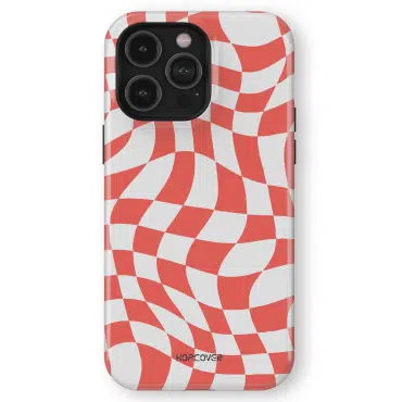 iphone 14 pro telefono dekliukas languotas baltos ir raudonos spalvos
