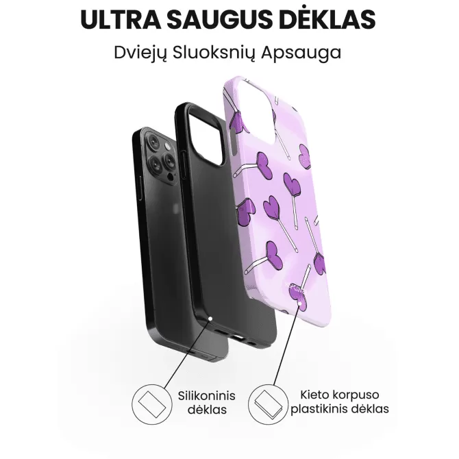 Apple iphone 14 telefono deklas violetinis su ledinukais