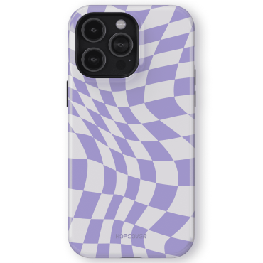Apple iphone telefono deklas violetines ir baltos spalvos languotas